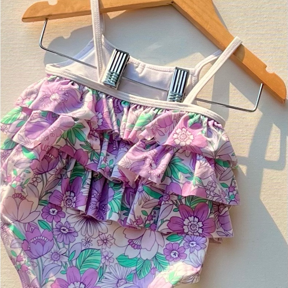 Janie And Jack Baby Floral Ruffle Swimsuit - Picture 8 of 9